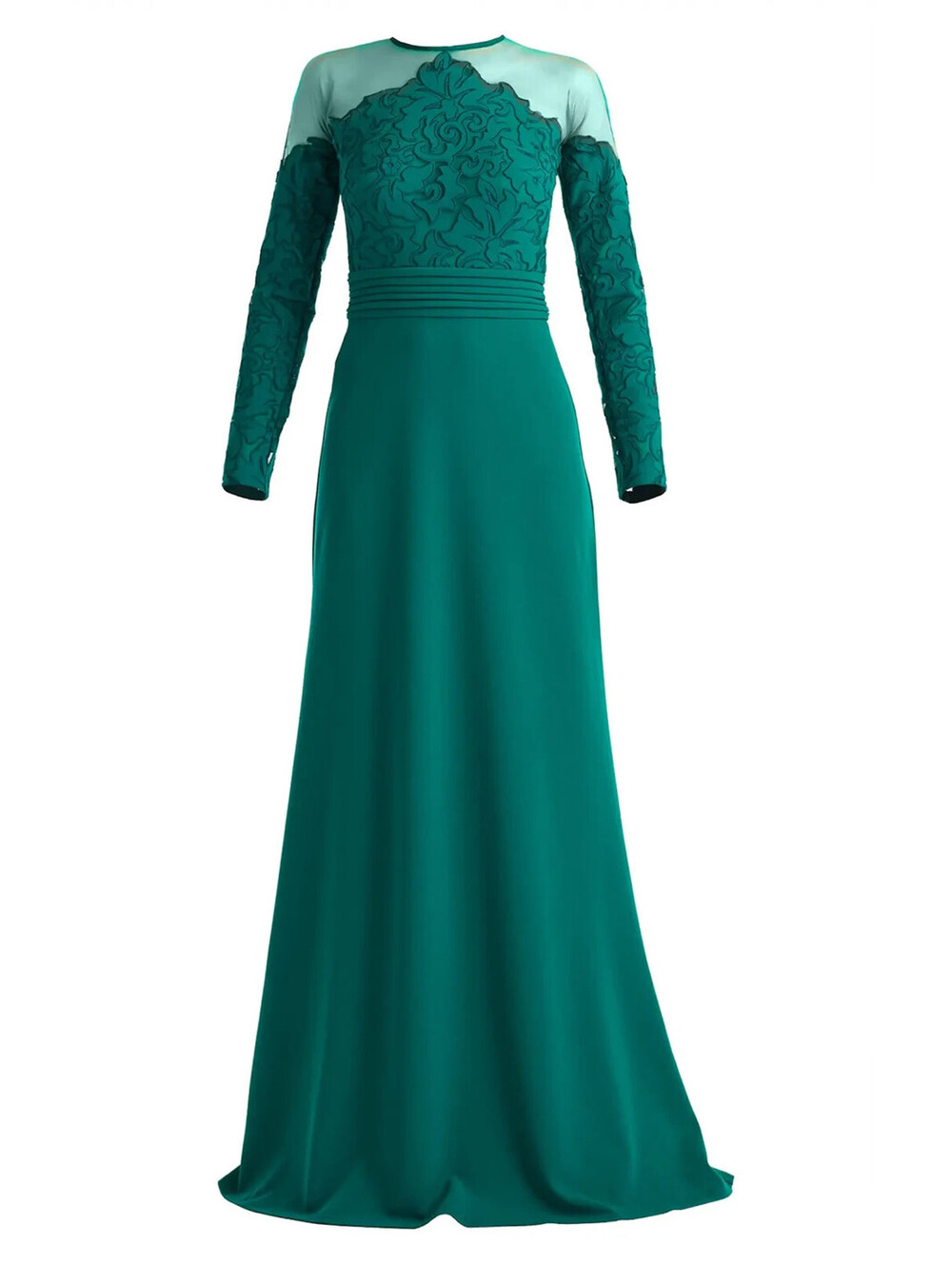 NEW Tadashi Shoji Embroidered Illusion Lace Sheath Gown in Green Sz 4 #LD579